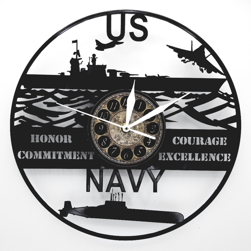 US NAVY vinyl record clock